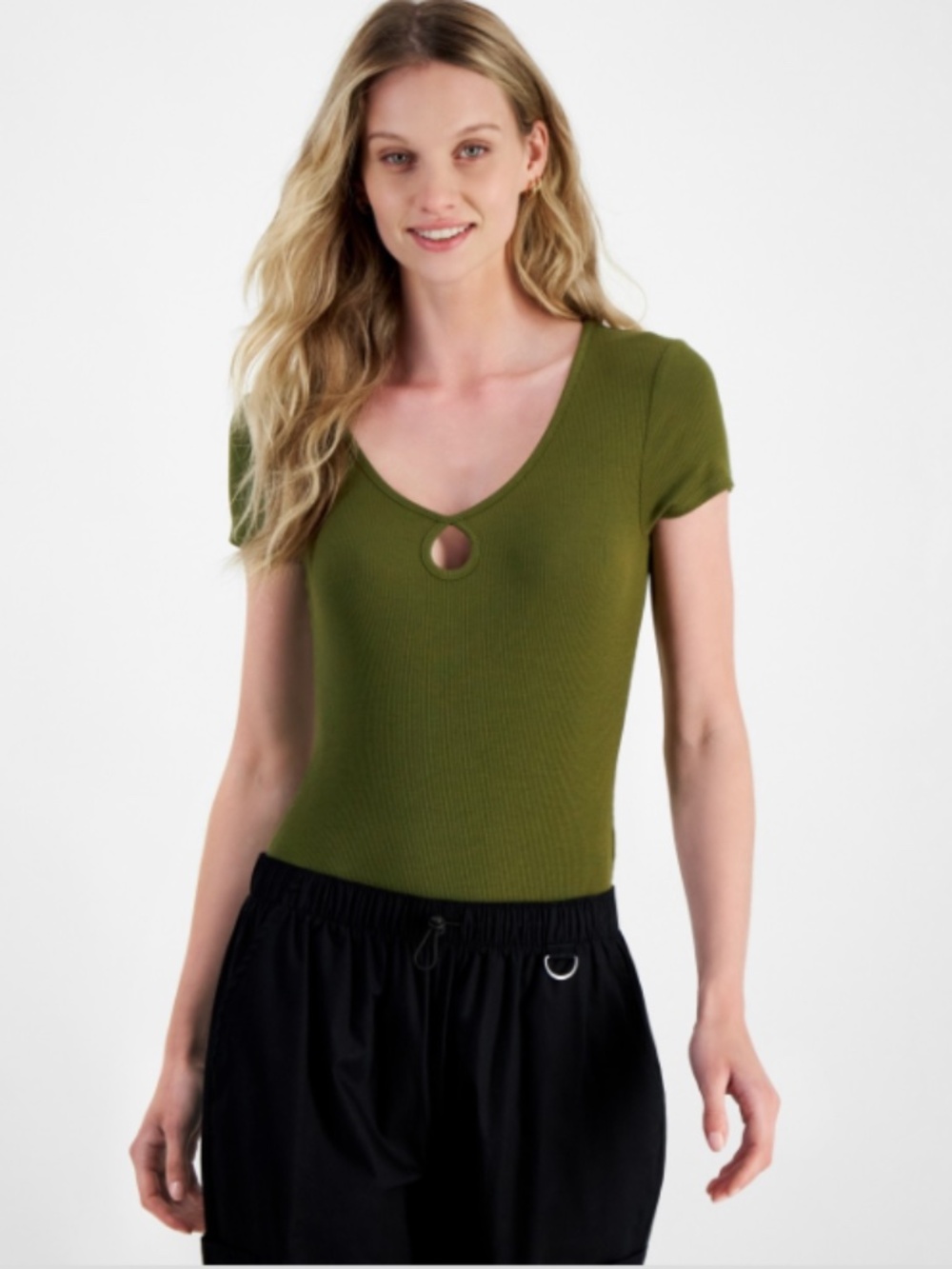 Self Esteem Juniors' Keyhole Ribbed Bodysuit - Sphagnum SIZE L NWT